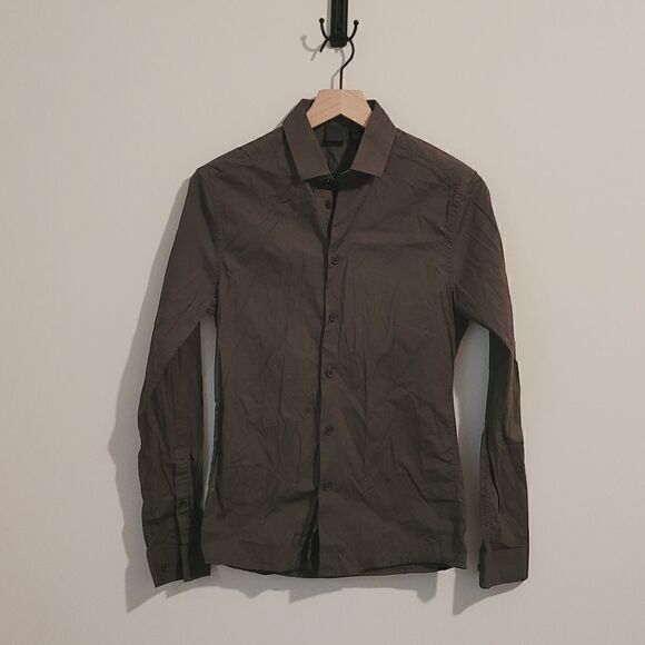 ASOS Brown Button Down Long Sleeve Shirt Size Extra Small - Picture 1 of 5